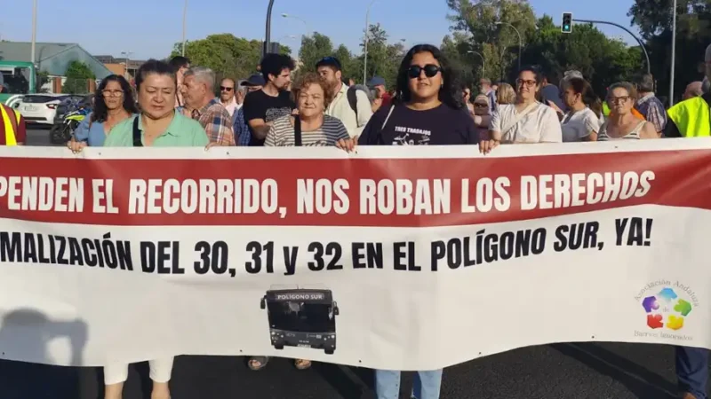 Nueva manifestación en el Polígono Sur por la restitución de las líneas de autobuses