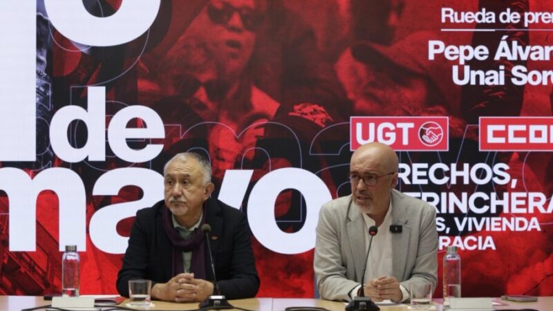 Los dos grandes sindicatos llaman a una gran movilización por la paz y la redistribución de la riqueza en España