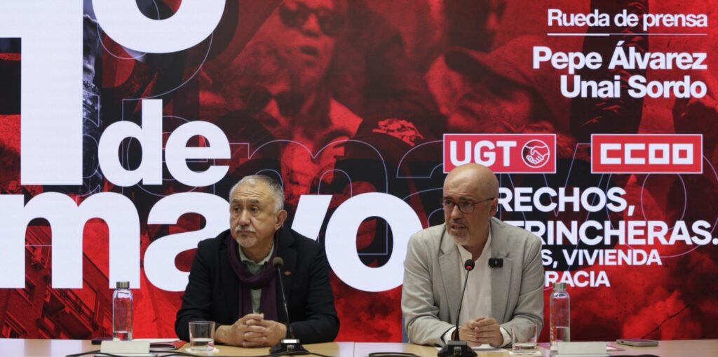 Los dos grandes sindicatos llaman a una gran movilización por la paz y la redistribución de la riqueza en España