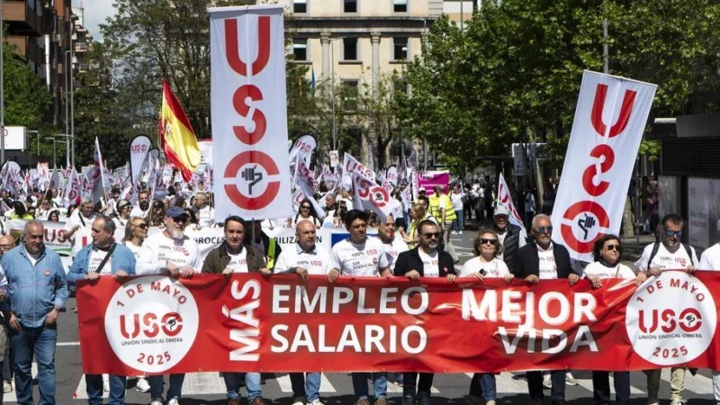 USO se manifiesta en Madrid este Primero de Mayo contra la asfixia económica
