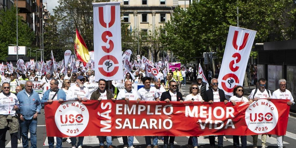 USO se manifiesta en Madrid este Primero de Mayo contra la asfixia económica